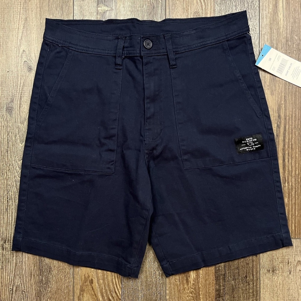 Tony Hawk Men's Twill Fixed Navy Stretch Blue Chino Shorts Size 30 Mid Rise NWT